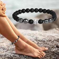 Pulsera Tobillera de Obsidiana DEWU - Protección y Estilo para Hombre