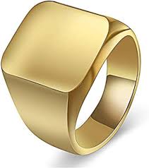 Anillo Yifnny Inoxidable Brillante Cuadrado para Hombre - Elegancia y Estilo