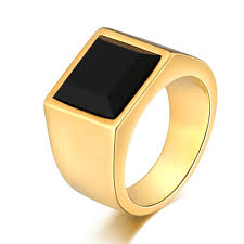 Anillo Cuadrado de Zirconia Cúbica para Hombre en Color Oro