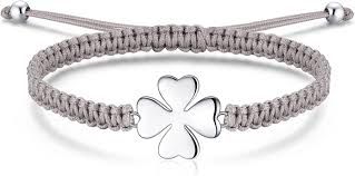 Pulsera Personalizada Jrêveinfini Trenzado Antialérgico con Diseño de Trébol de 4 Hojas