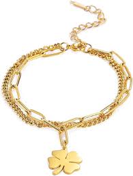 Pulsera Trebol de 4 Hojas LIKGREAT: Simboliza Buena Suerte y Estilo