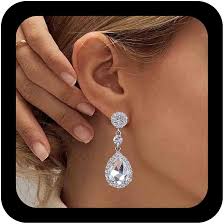 Pendientes de Gota en Plata con Diamantes Brillantes - Allereya