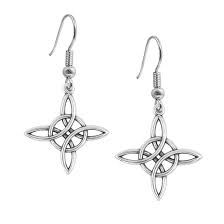 Elegantes Pendientes Nudo de Bruja en Plata para Mujer