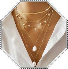 Collar Largo Bohemio con Cuentas Doradas para Mujer