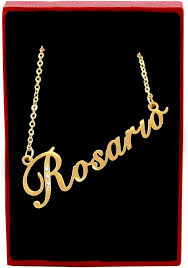 Collar con Nombre Personalizado Kigu Rosario en Dorado