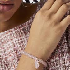 Elegante Pulsera Ajustable de Plata con Cuarzo Rosa para Mujer - TOUS