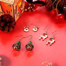 Pendientes de Navidad Sombrero con Diamantes para Mujer