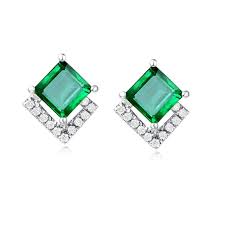 Pendientes de Diamantes con Esmeralda - Elegancia y Estilo