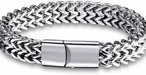 Pulsera de Acero Inoxidable para Hombre - Diseño Cuadrado Plateado