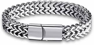 Pulsera de Acero Inoxidable para Hombre - Diseño Cuadrado Plateado