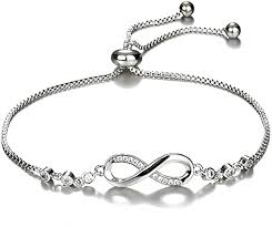 Pulsera Mujer Plata de Ley 925 - Infinito Ajustable Original para Cumpleaños