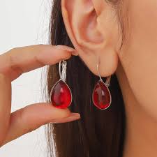 Pendientes Rojos Vintage Aneneiceera con Rhinestones