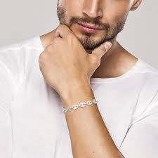 Pulsera de Plata Grano Maciza para Hombre - Bijouxia