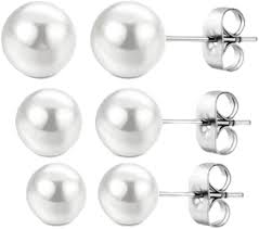 Pack de Pendientes de Perlas Hipoalergénicos de Acero Inoxidable