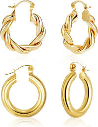 Pendientes Aros Dorados Chunky para Mujeres