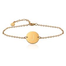 Pulsera Colgante Iniciales Grabadas en Oro de 18k para Mujer