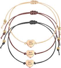Pulsera de Amistad Grabado Corazón para Cumpleaños