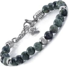 Pulsera de Piedras Naturales de Acero Inoxidable Resistente